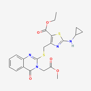 molecular formula C21H22N4O5S2 B10950980 Ethyl 2-(cyclopropylamino)-4-({[3-(2-methoxy-2-oxoethyl)-4-oxo-3,4-dihydroquinazolin-2-yl]sulfanyl}methyl)-1,3-thiazole-5-carboxylate 