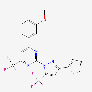 4-(3-methoxyphenyl)-2-[3-(thiophen-2-yl)-5-(trifluoromethyl)-1H-pyrazol-1-yl]-6-(trifluoromethyl)pyrimidine