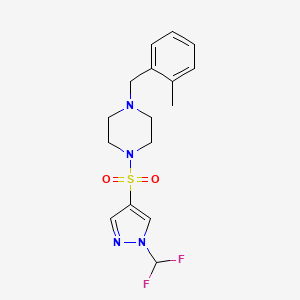 molecular formula C16H20F2N4O2S B10951028 1-{[1-(difluoromethyl)-1H-pyrazol-4-yl]sulfonyl}-4-(2-methylbenzyl)piperazine 