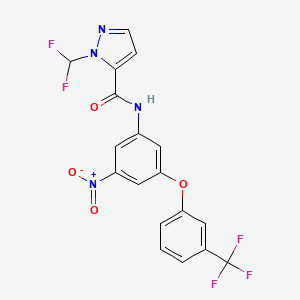 molecular formula C18H11F5N4O4 B10951042 1-(difluoromethyl)-N-{3-nitro-5-[3-(trifluoromethyl)phenoxy]phenyl}-1H-pyrazole-5-carboxamide 