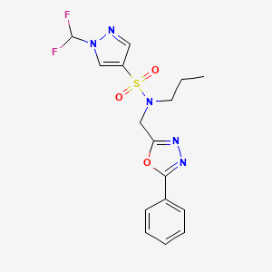 molecular formula C16H17F2N5O3S B10951060 1-(difluoromethyl)-N-[(5-phenyl-1,3,4-oxadiazol-2-yl)methyl]-N-propyl-1H-pyrazole-4-sulfonamide 