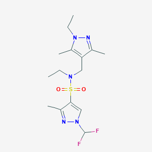 molecular formula C15H23F2N5O2S B10951066 1-(difluoromethyl)-N-ethyl-N-[(1-ethyl-3,5-dimethyl-1H-pyrazol-4-yl)methyl]-3-methyl-1H-pyrazole-4-sulfonamide 