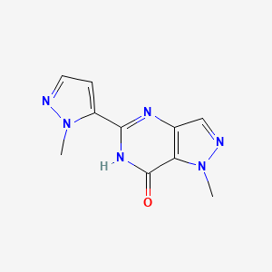 molecular formula C10H10N6O B10951119 1-methyl-5-(1-methyl-1H-pyrazol-5-yl)-1,6-dihydro-7H-pyrazolo[4,3-d]pyrimidin-7-one 