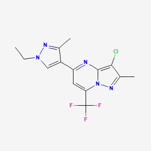 molecular formula C14H13ClF3N5 B10951133 3-chloro-5-(1-ethyl-3-methyl-1H-pyrazol-4-yl)-2-methyl-7-(trifluoromethyl)pyrazolo[1,5-a]pyrimidine 