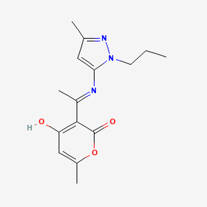 molecular formula C15H19N3O3 B10951150 (3E)-6-methyl-3-{1-[(3-methyl-1-propyl-1H-pyrazol-5-yl)amino]ethylidene}-2H-pyran-2,4(3H)-dione 