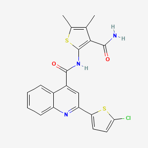 N-(3-carbamoyl-4,5-dimethylthiophen-2-yl)-2-(5-chlorothiophen-2-yl)quinoline-4-carboxamide