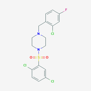 molecular formula C17H16Cl3FN2O2S B10951157 1-(2-Chloro-4-fluorobenzyl)-4-[(2,5-dichlorophenyl)sulfonyl]piperazine 