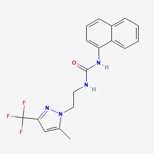 molecular formula C18H17F3N4O B10951159 1-{2-[5-methyl-3-(trifluoromethyl)-1H-pyrazol-1-yl]ethyl}-3-naphthalen-1-ylurea 