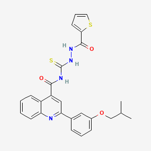 molecular formula C26H24N4O3S2 B10951250 2-[3-(2-methylpropoxy)phenyl]-N-{[2-(thiophen-2-ylcarbonyl)hydrazinyl]carbonothioyl}quinoline-4-carboxamide 