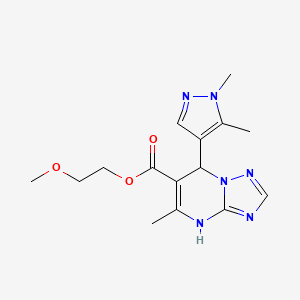 molecular formula C15H20N6O3 B10951263 2-methoxyethyl 7-(1,5-dimethyl-1H-pyrazol-4-yl)-5-methyl-4,7-dihydro[1,2,4]triazolo[1,5-a]pyrimidine-6-carboxylate 