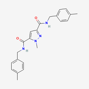 molecular formula C22H24N4O2 B10951273 1-methyl-N,N'-bis(4-methylbenzyl)-1H-pyrazole-3,5-dicarboxamide 