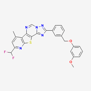 molecular formula C26H19F2N5O2S B10951292 13-(difluoromethyl)-4-[3-[(3-methoxyphenoxy)methyl]phenyl]-11-methyl-16-thia-3,5,6,8,14-pentazatetracyclo[7.7.0.02,6.010,15]hexadeca-1(9),2,4,7,10(15),11,13-heptaene 