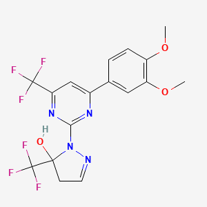 1-[4-(3,4-dimethoxyphenyl)-6-(trifluoromethyl)pyrimidin-2-yl]-5-(trifluoromethyl)-4,5-dihydro-1H-pyrazol-5-ol