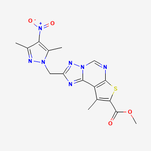 methyl 2-[(3,5-dimethyl-4-nitro-1H-pyrazol-1-yl)methyl]-9-methylthieno[3,2-e][1,2,4]triazolo[1,5-c]pyrimidine-8-carboxylate