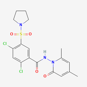 molecular formula C18H19Cl2N3O4S B10951338 2,4-dichloro-N-(4,6-dimethyl-2-oxopyridin-1(2H)-yl)-5-(pyrrolidin-1-ylsulfonyl)benzamide 