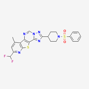 4-[1-(benzenesulfonyl)piperidin-4-yl]-13-(difluoromethyl)-11-methyl-16-thia-3,5,6,8,14-pentazatetracyclo[7.7.0.02,6.010,15]hexadeca-1(9),2,4,7,10(15),11,13-heptaene