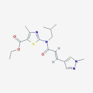 molecular formula C18H24N4O3S B10951377 ethyl 4-methyl-2-{(2-methylpropyl)[(2E)-3-(1-methyl-1H-pyrazol-4-yl)prop-2-enoyl]amino}-1,3-thiazole-5-carboxylate 