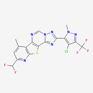 4-[4-chloro-2-methyl-5-(trifluoromethyl)pyrazol-3-yl]-13-(difluoromethyl)-11-methyl-16-thia-3,5,6,8,14-pentazatetracyclo[7.7.0.02,6.010,15]hexadeca-1(9),2,4,7,10(15),11,13-heptaene