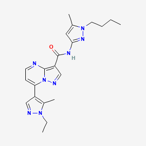 molecular formula C21H26N8O B10951435 N-(1-butyl-5-methyl-1H-pyrazol-3-yl)-7-(1-ethyl-5-methyl-1H-pyrazol-4-yl)pyrazolo[1,5-a]pyrimidine-3-carboxamide 