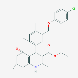 molecular formula C30H34ClNO4 B10951442 Ethyl 4-{5-[(4-chlorophenoxy)methyl]-2,4-dimethylphenyl}-2,7,7-trimethyl-5-oxo-1,4,5,6,7,8-hexahydroquinoline-3-carboxylate 