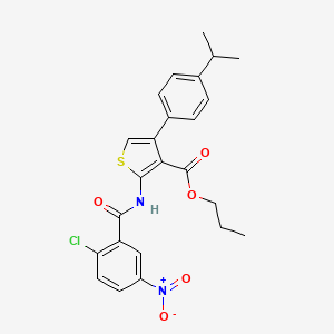 Propyl 2-{[(2-chloro-5-nitrophenyl)carbonyl]amino}-4-[4-(propan-2-yl)phenyl]thiophene-3-carboxylate