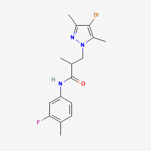 molecular formula C16H19BrFN3O B10951474 3-(4-bromo-3,5-dimethyl-1H-pyrazol-1-yl)-N-(3-fluoro-4-methylphenyl)-2-methylpropanamide 