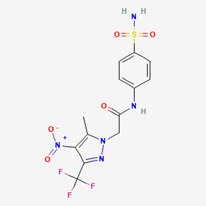 2-[5-methyl-4-nitro-3-(trifluoromethyl)-1H-pyrazol-1-yl]-N-(4-sulfamoylphenyl)acetamide