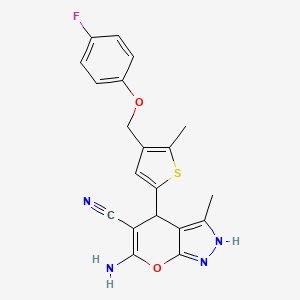 6-Amino-4-{4-[(4-fluorophenoxy)methyl]-5-methylthiophen-2-yl}-3-methyl-1,4-dihydropyrano[2,3-c]pyrazole-5-carbonitrile