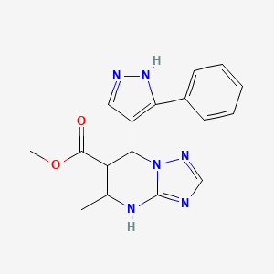 molecular formula C17H16N6O2 B10951513 methyl 5-methyl-7-(3-phenyl-1H-pyrazol-4-yl)-4,7-dihydro[1,2,4]triazolo[1,5-a]pyrimidine-6-carboxylate 