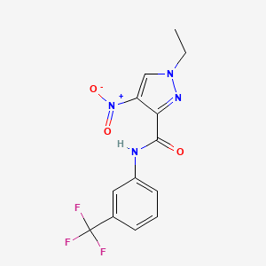 molecular formula C13H11F3N4O3 B10951527 1-ethyl-4-nitro-N-[3-(trifluoromethyl)phenyl]-1H-pyrazole-3-carboxamide 