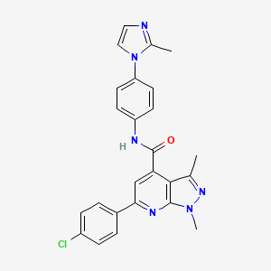 6-(4-chlorophenyl)-1,3-dimethyl-N-[4-(2-methyl-1H-imidazol-1-yl)phenyl]-1H-pyrazolo[3,4-b]pyridine-4-carboxamide