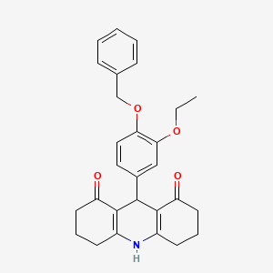 molecular formula C28H29NO4 B10951548 9-[4-(benzyloxy)-3-ethoxyphenyl]-3,4,6,7,9,10-hexahydro-1,8(2H,5H)-acridinedione 