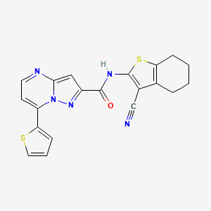 molecular formula C20H15N5OS2 B10951552 N-(3-cyano-4,5,6,7-tetrahydro-1-benzothiophen-2-yl)-7-(thiophen-2-yl)pyrazolo[1,5-a]pyrimidine-2-carboxamide 