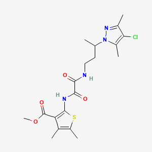 molecular formula C19H25ClN4O4S B10951554 methyl 2-{[{[3-(4-chloro-3,5-dimethyl-1H-pyrazol-1-yl)butyl]amino}(oxo)acetyl]amino}-4,5-dimethylthiophene-3-carboxylate 