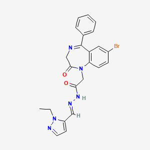 molecular formula C23H21BrN6O2 B10951559 2-(7-bromo-2-oxo-5-phenyl-2,3-dihydro-1H-1,4-benzodiazepin-1-yl)-N'-[(E)-(1-ethyl-1H-pyrazol-5-yl)methylidene]acetohydrazide 