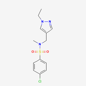 molecular formula C13H16ClN3O2S B10951566 4-chloro-N-[(1-ethyl-1H-pyrazol-4-yl)methyl]-N-methylbenzenesulfonamide 