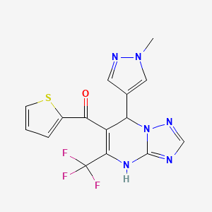 molecular formula C15H11F3N6OS B10951570 [7-(1-methyl-1H-pyrazol-4-yl)-5-(trifluoromethyl)-4,7-dihydro[1,2,4]triazolo[1,5-a]pyrimidin-6-yl](thiophen-2-yl)methanone 