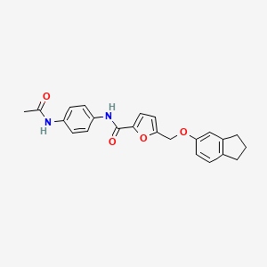 molecular formula C23H22N2O4 B10951584 N-[4-(acetylamino)phenyl]-5-[(2,3-dihydro-1H-inden-5-yloxy)methyl]-2-furamide 