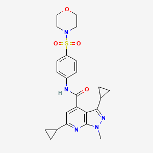 3,6-dicyclopropyl-1-methyl-N-[4-(morpholin-4-ylsulfonyl)phenyl]-1H-pyrazolo[3,4-b]pyridine-4-carboxamide