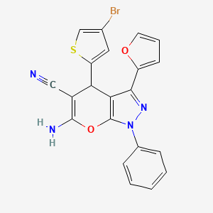 6-Amino-4-(4-bromothiophen-2-yl)-3-(furan-2-yl)-1-phenyl-1,4-dihydropyrano[2,3-c]pyrazole-5-carbonitrile