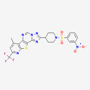 11-methyl-4-[1-(3-nitrophenyl)sulfonylpiperidin-4-yl]-13-(trifluoromethyl)-16-thia-3,5,6,8,14-pentazatetracyclo[7.7.0.02,6.010,15]hexadeca-1(9),2,4,7,10(15),11,13-heptaene