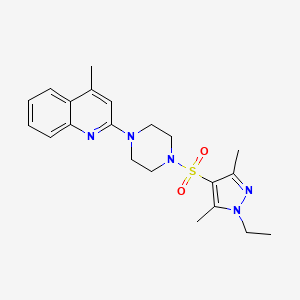 molecular formula C21H27N5O2S B10951654 2-{4-[(1-ethyl-3,5-dimethyl-1H-pyrazol-4-yl)sulfonyl]piperazin-1-yl}-4-methylquinoline 