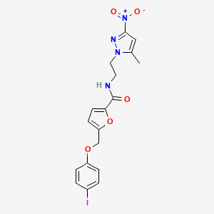 molecular formula C18H17IN4O5 B10951672 5-[(4-iodophenoxy)methyl]-N-[2-(5-methyl-3-nitro-1H-pyrazol-1-yl)ethyl]furan-2-carboxamide 