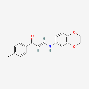 (2E)-3-(2,3-dihydro-1,4-benzodioxin-6-ylamino)-1-(4-methylphenyl)prop-2-en-1-one