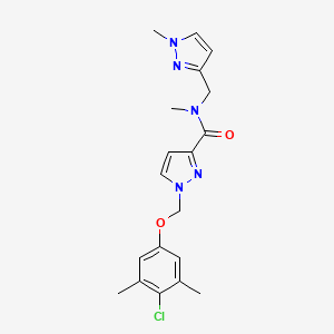 molecular formula C19H22ClN5O2 B10951733 1-[(4-chloro-3,5-dimethylphenoxy)methyl]-N-methyl-N-[(1-methyl-1H-pyrazol-3-yl)methyl]-1H-pyrazole-3-carboxamide 