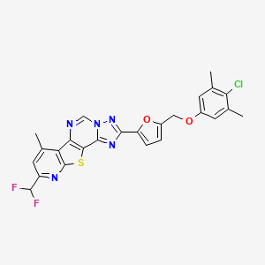 4-[5-[(4-chloro-3,5-dimethylphenoxy)methyl]furan-2-yl]-13-(difluoromethyl)-11-methyl-16-thia-3,5,6,8,14-pentazatetracyclo[7.7.0.02,6.010,15]hexadeca-1(9),2,4,7,10(15),11,13-heptaene