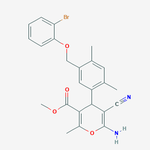 molecular formula C24H23BrN2O4 B10951792 methyl 6-amino-4-{5-[(2-bromophenoxy)methyl]-2,4-dimethylphenyl}-5-cyano-2-methyl-4H-pyran-3-carboxylate 