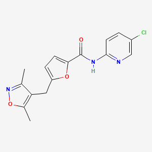 molecular formula C16H14ClN3O3 B10951797 N-(5-chloropyridin-2-yl)-5-[(3,5-dimethyl-1,2-oxazol-4-yl)methyl]furan-2-carboxamide 