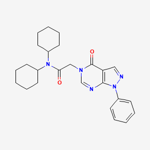 molecular formula C25H31N5O2 B10951814 N,N-dicyclohexyl-2-(4-oxo-1-phenyl-1,4-dihydro-5H-pyrazolo[3,4-d]pyrimidin-5-yl)acetamide 