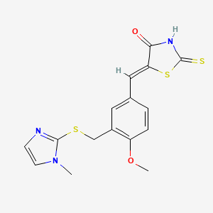 (5Z)-5-(4-methoxy-3-{[(1-methyl-1H-imidazol-2-yl)sulfanyl]methyl}benzylidene)-2-thioxo-1,3-thiazolidin-4-one